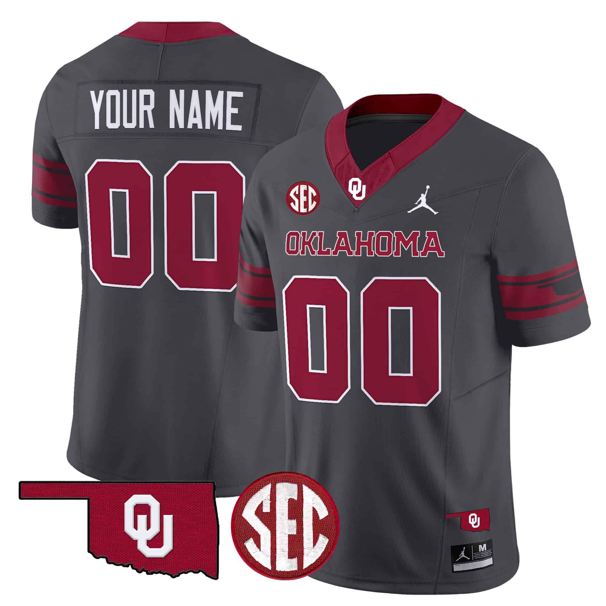 Men Oklahoma Sooners Grey 2024 Vapor Limited Custom NCAA Jersey style 1->customized ncaa jersey->Custom Jersey